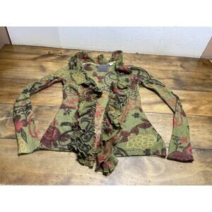 Anthropologie Guinevere Cardigan Sweater S Boho Ruffle Festival Mohair